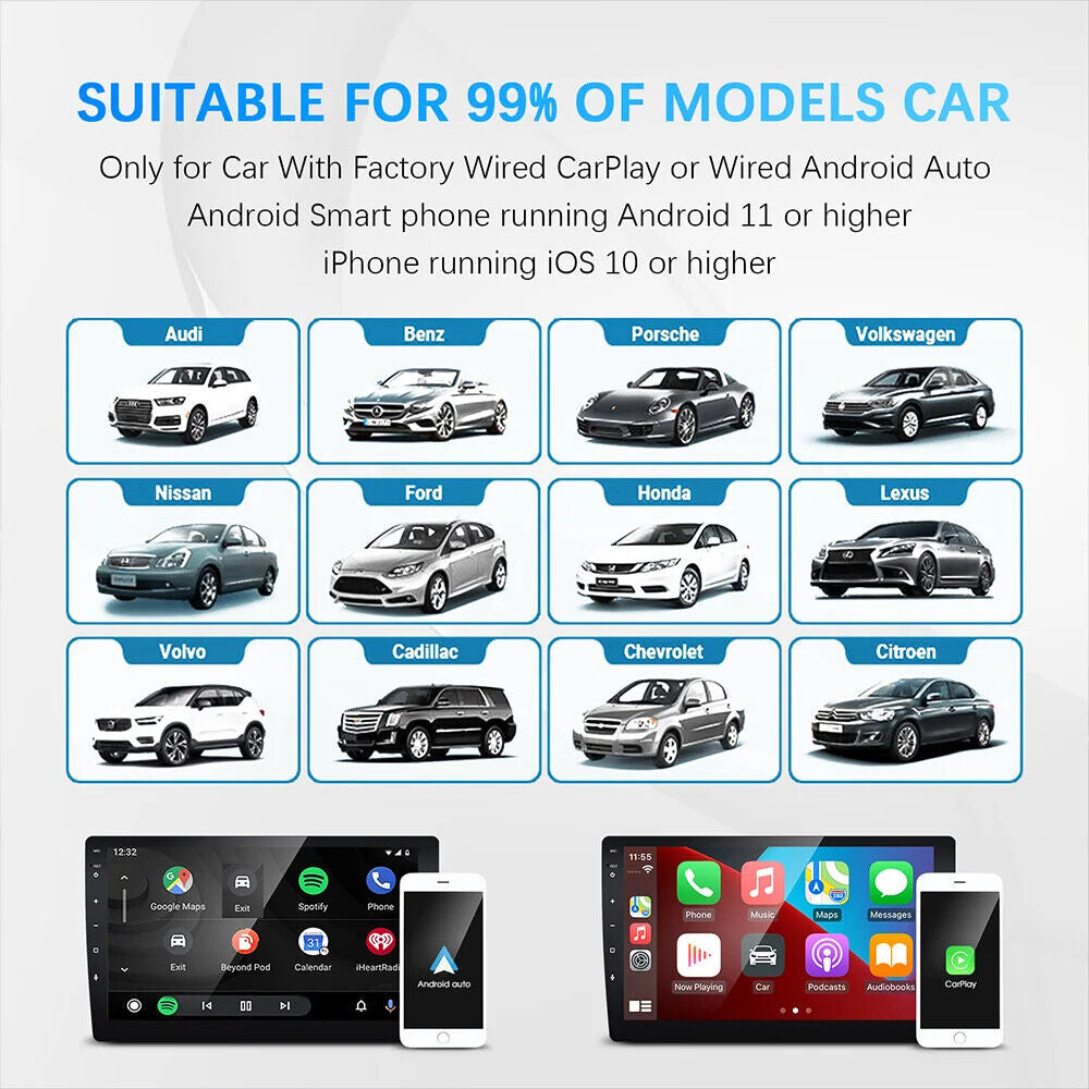 2 in 1 Android Auto Wireless Adapter & Wireless Carplay Adapter Plug & Play Car