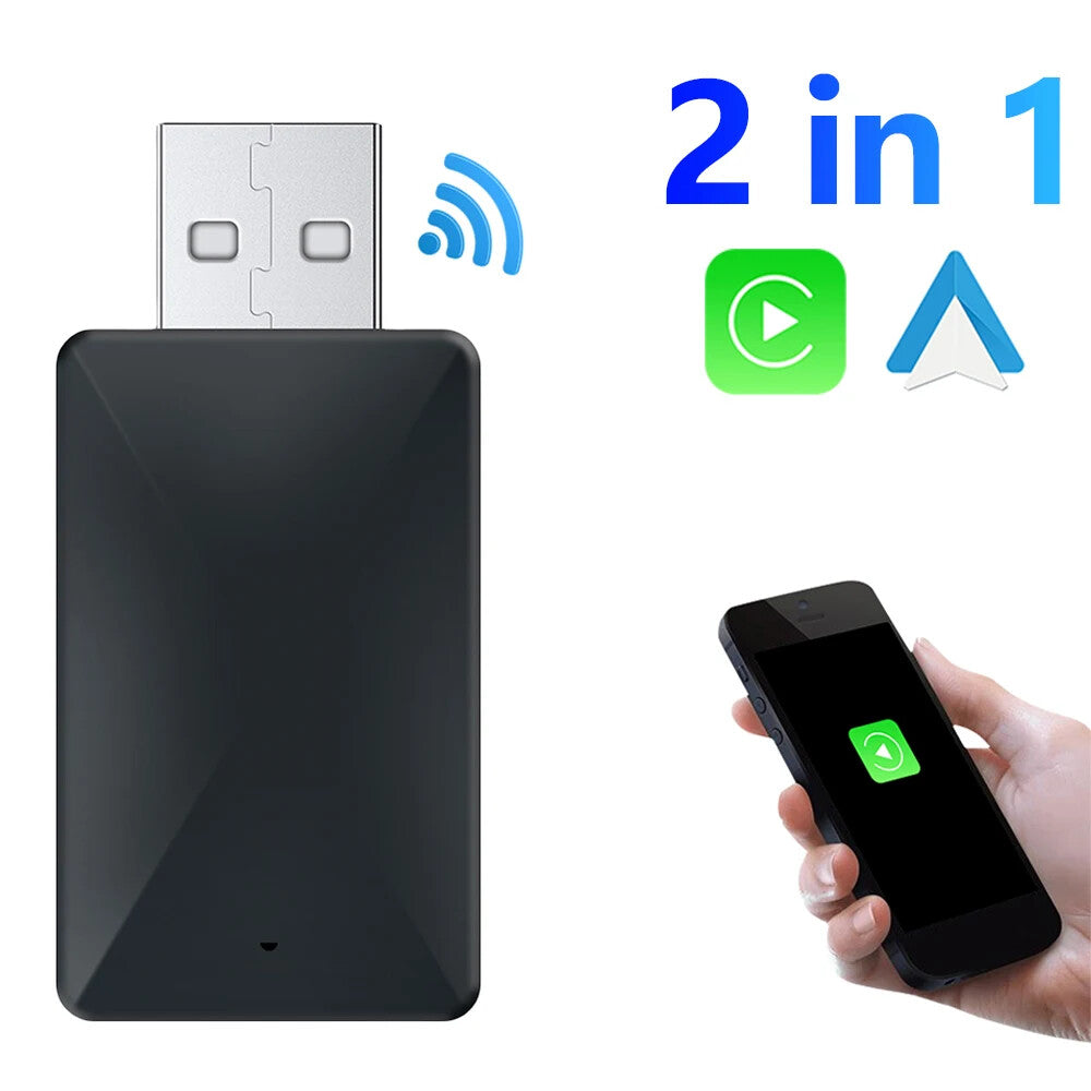 2 in 1 Android Auto Wireless Adapter & Wireless Carplay Adapter Plug & Play Car