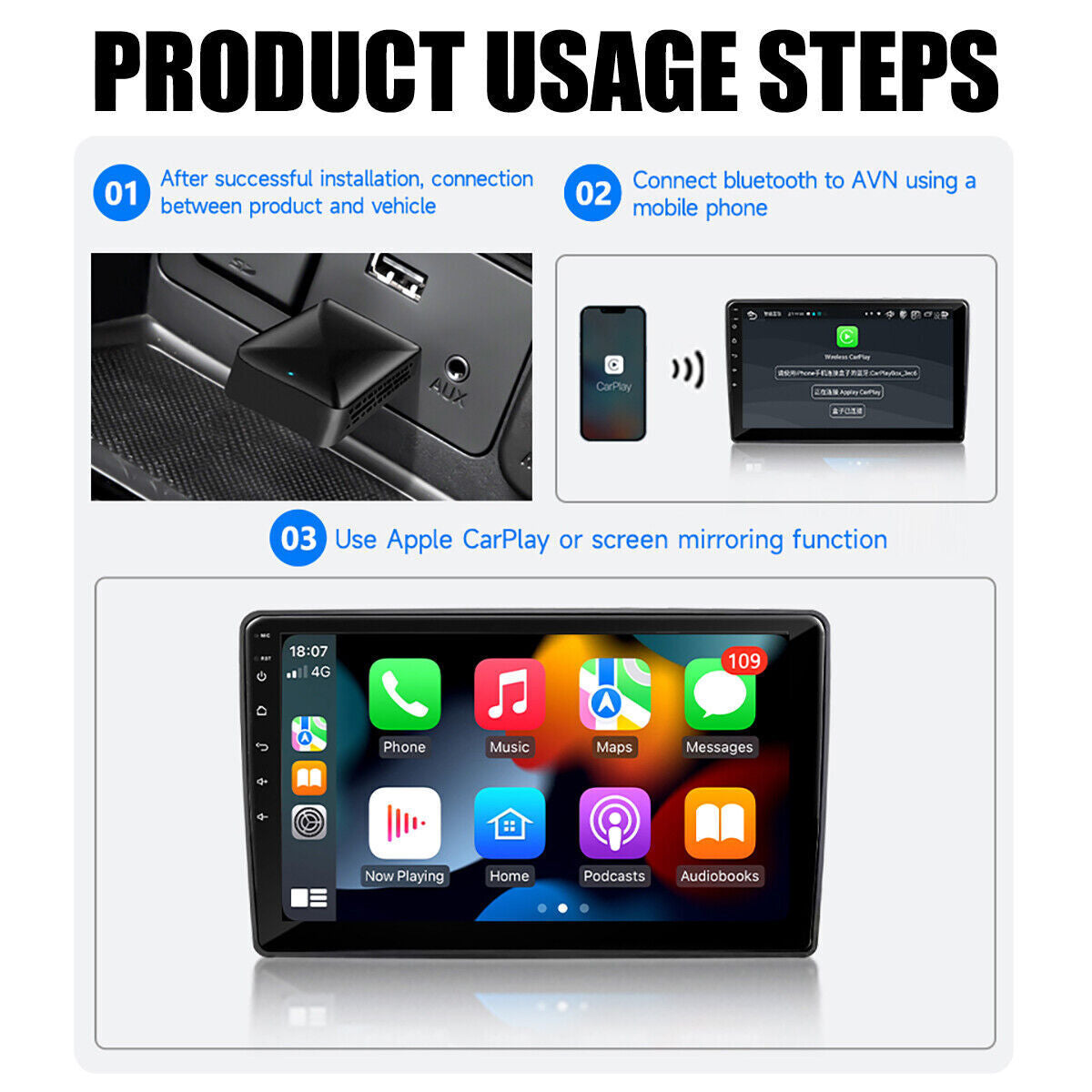 2 in 1 Android Auto Wireless Adapter & Wireless Carplay Adapter Plug & Play Car
