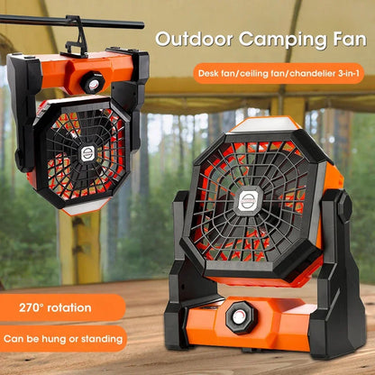 Camping Fan for Tent Fan Rechargeable Fan Portable Fan Battery Powered Fan 7800Mah for Desk Fan with LED Lantern Fan
