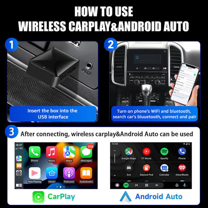 2 in 1 Android Auto Wireless Adapter & Wireless Carplay Adapter Plug & Play Car